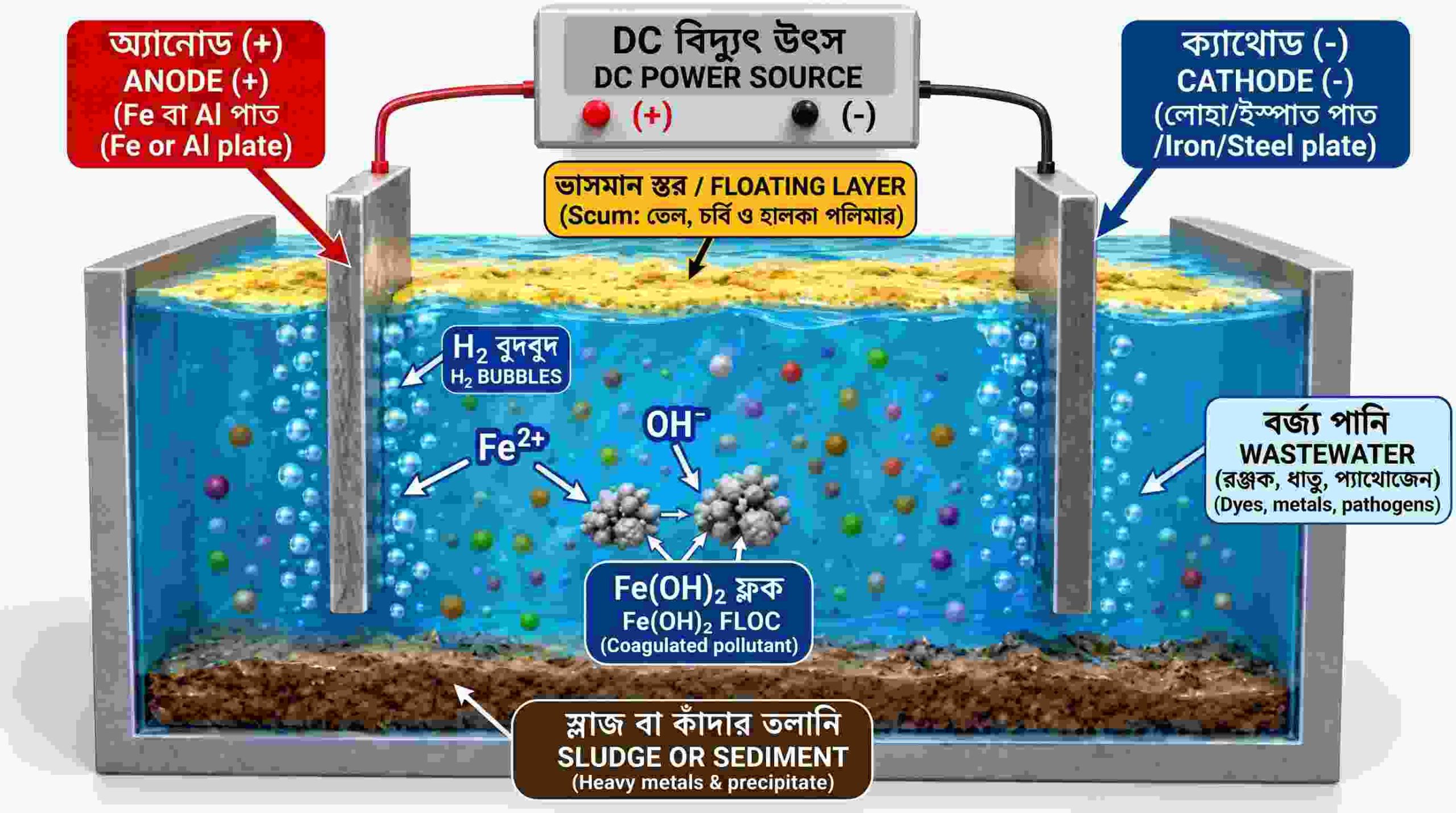 ইলেকট্রোকোঅ্যাগুলেশন ভিত্তিক ETP প্লান্টের কার্যপদ্ধতি